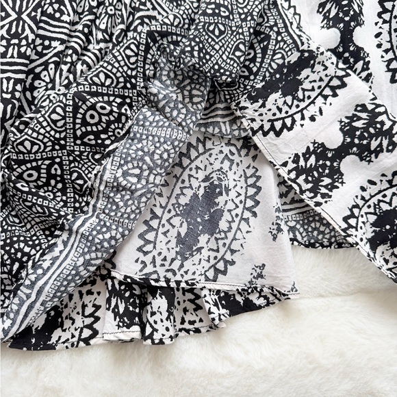 Free People Boho Strapless Maxi Dress Black Ivory Print Size S - Picture 5 of 10